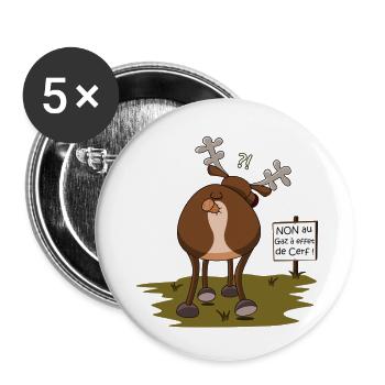 Gaz à effet de cerf - Lot de 5 petits badges (25 mm) - blanc - Devant