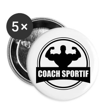Coach sportif - Lot de 5 petits badges (25 mm) - blanc - Devant