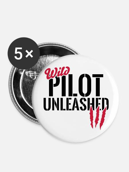 Wilder Pilot entfesselt - Buttons klein 25 mm (5er Pack) - Weiß