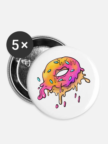 Grime Donut - Buttons klein 25 mm (5er Pack) - Weiß
