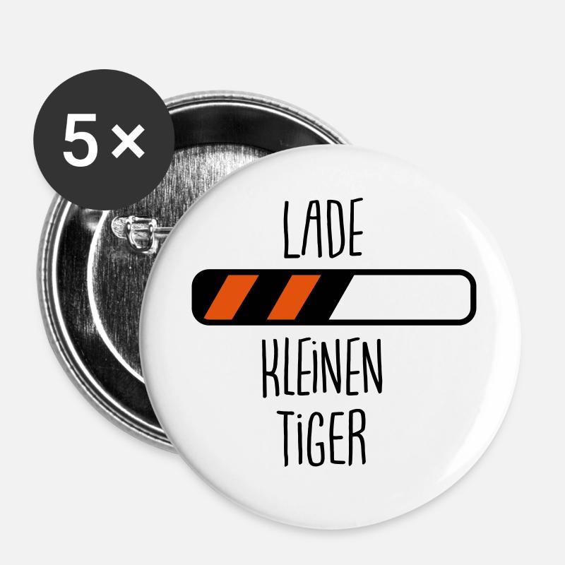 Lade... kleinen Tiger - Buttons klein 25 mm (5er Pack) - Weiß