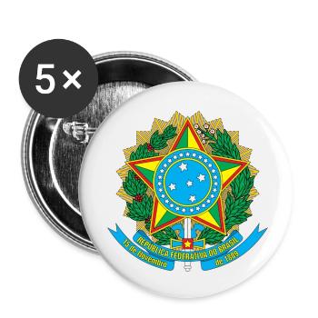 Armoiries nationales du Brésil - Lot de 5 petits badges (25 mm) - blanc - Devant