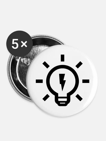 glühbirne idee - Buttons klein 25 mm (5er Pack) - Weiß