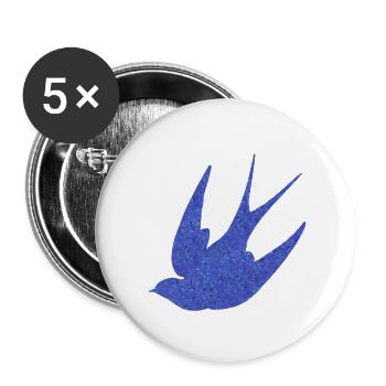 Swallow (blue-sprinkled) - Buttons small 1''/25 mm (5-pack) - white - Front