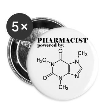 Pharmacy / Pharmacist: Pharmacist powered by - Buttons small 1''/25 mm (5-pack) - white - Front