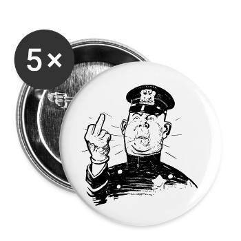 Furious policeman shows Ms. Finger - Buttons small 1''/25 mm (5-pack) - white - Front