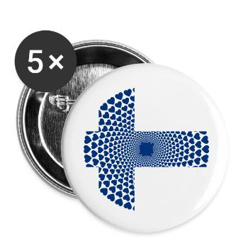 Finlande Finlande Suomi Love Heart Mandala - Lot de 5 petits badges (25 mm) - blanc - Devant