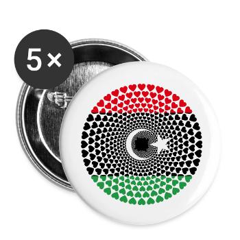 Libya Libyen ليبيا Love HERZ Mandala - Buttons klein 25 mm (5er Pack) - Weiß - Vorne