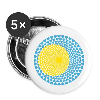 Palau Mandala de coeur Amour Belau - Lot de 5 petits badges (25 mm) - blanc - Devant