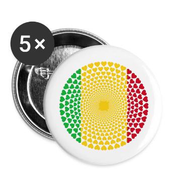 AMOUR COEUR MANDALA MALI - Lot de 5 petits badges (25 mm) - blanc - Devant