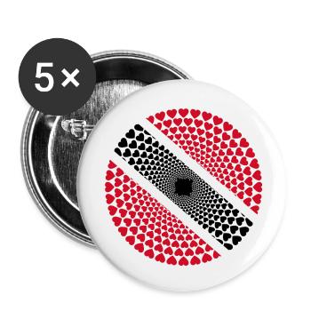 Trinité-Tobago Trinité-Tobago Amour Mandala de coeur - Lot de 5 petits badges (25 mm) - blanc - Devant
