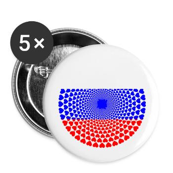 Russie Russie Россия Love Heart Mandala - Lot de 5 petits badges (25 mm) - blanc - Devant