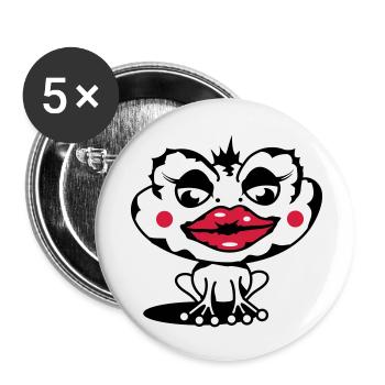 Un crapaud avec une lèvre épaisse - Lot de 5 petits badges (25 mm) - blanc - Devant