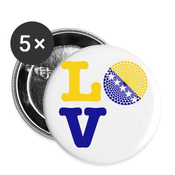 coeur bosnie - Lot de 5 petits badges (25 mm) - blanc - Devant