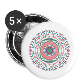 Mandala - Buttons klein 25 mm (5er Pack) - Weiß - Vorne
