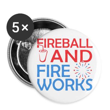 Fireball And Fireworks - Buttons small 1''/25 mm (5-pack) - white - Front