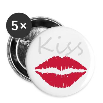 Kiss - Buttons small 1''/25 mm (5-pack) - white - Front