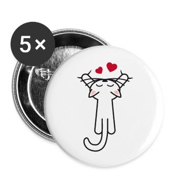 Kitty hanging love - Buttons klein 25 mm (5er Pack) - Weiß - Vorne
