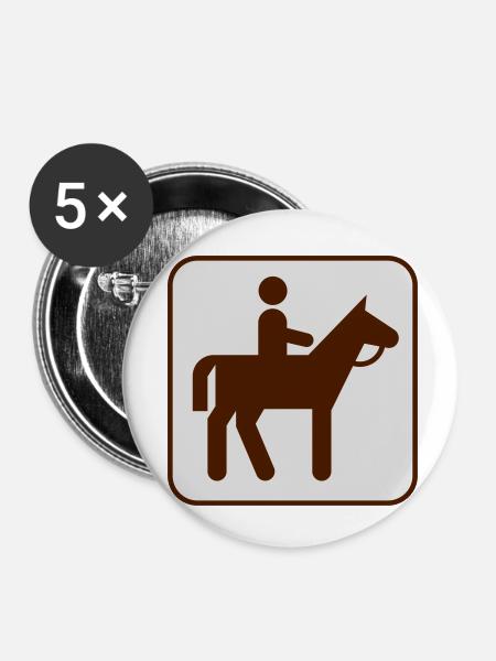 Pferd - Buttons klein 25 mm (5er Pack) - Weiß