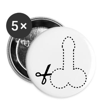 dashed_cut_out_penis_1c - Buttons klein 25 mm (5er Pack) - Weiß - Vorne