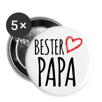bester Papa - Buttons klein 25 mm (5er Pack) - Weiß - Vorne