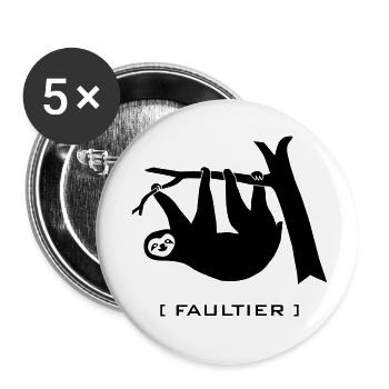 Paresse paresse animaux paresseux - Lot de 5 petits badges (25 mm) - blanc - Devant