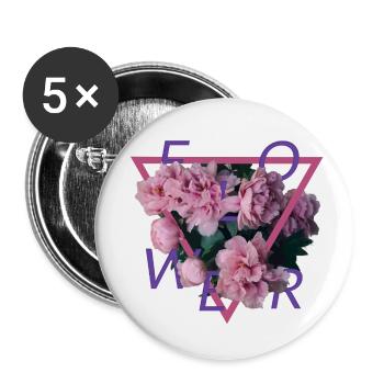Flower Design - Lot de 5 petits badges (25 mm) - blanc - Devant