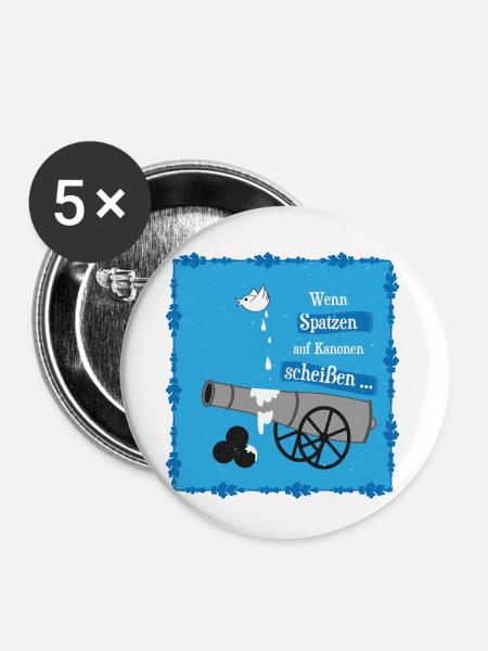 Anti Krieg Spatzen Kanone - Buttons klein 25 mm (5er Pack) - Weiß