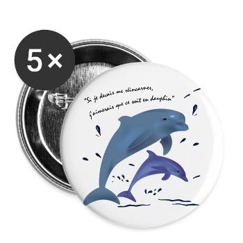 dauphins, citation - Lot de 5 petits badges (25 mm) - blanc - Devant