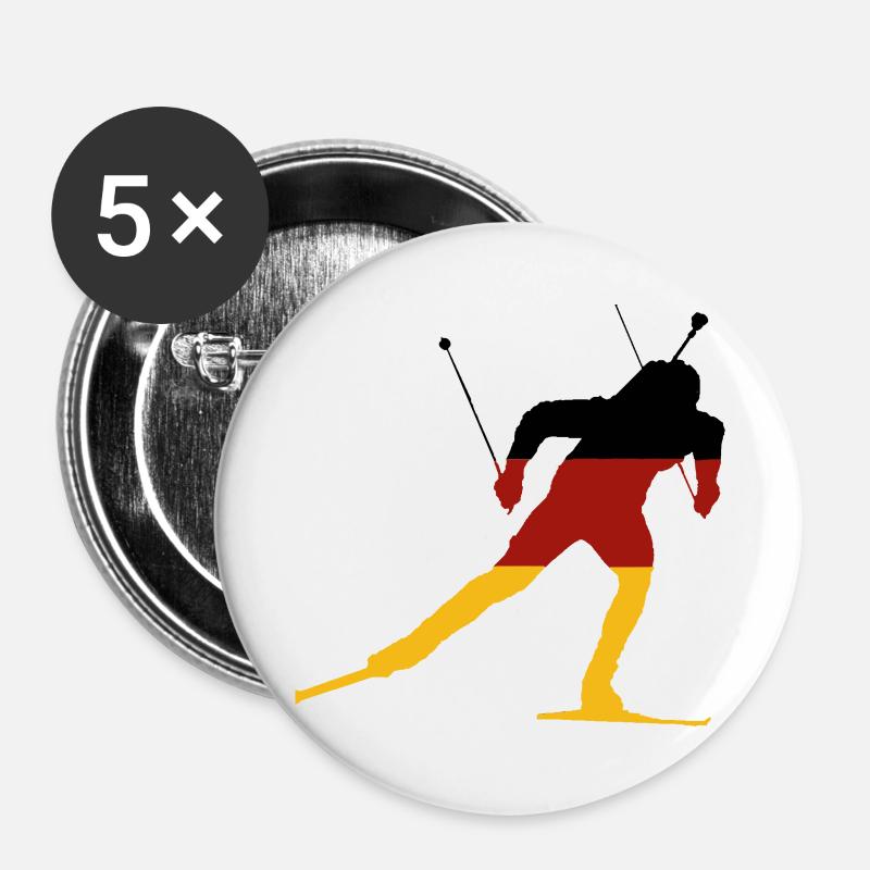 Biathlon Deutschland - Buttons klein 25 mm (5er Pack) - Weiß
