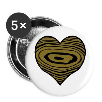 Wooden Heart - Buttons small 1''/25 mm (5-pack) - white - Front