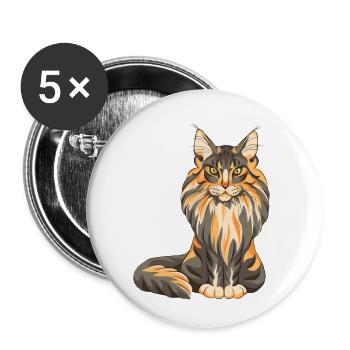 Maine Coon - Buttons small 1''/25 mm (5-pack) - white - Front