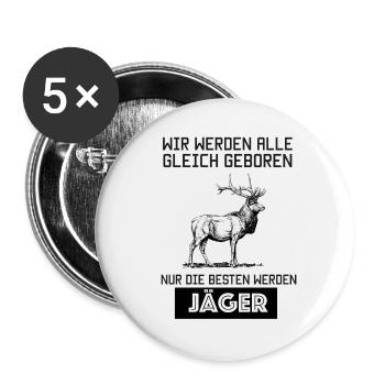 Nur die besten werden Jäger Jagd Geschenk - Buttons klein 25 mm (5er Pack) - Weiß - Vorne