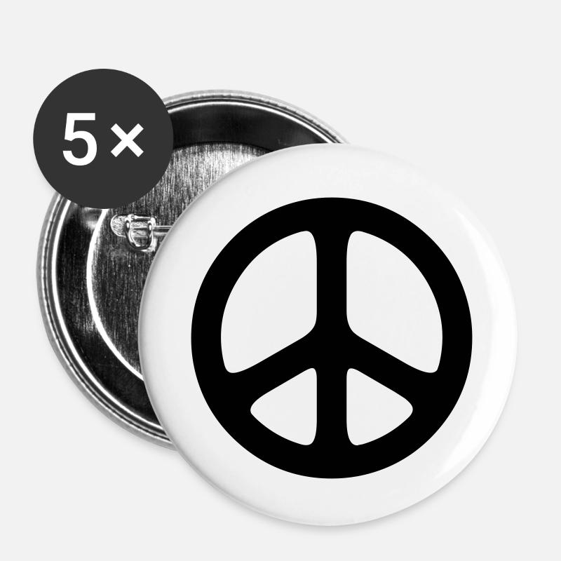 peace sign hippie - Lot de 5 petits badges (25 mm) - blanc