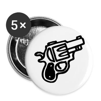 cartoon gun - Lot de 5 petits badges (25 mm) - blanc - Devant