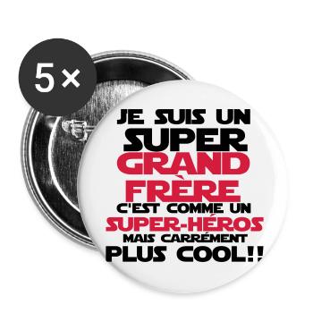 c'est comme un super-héros(grand frère)nouveau - Lot de 5 petits badges (25 mm) - blanc - Devant