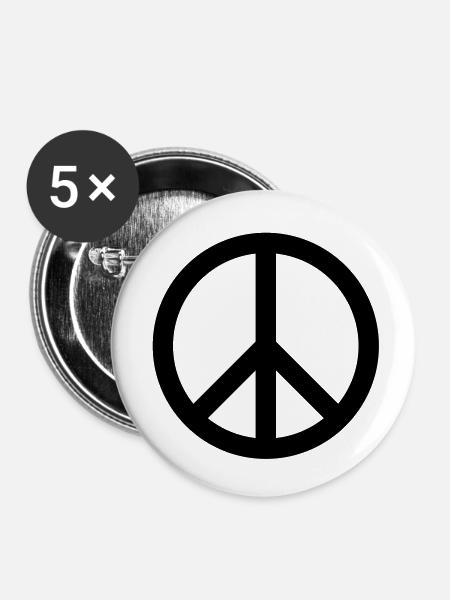 Peace-Zeichen / Peace - Buttons klein 25 mm (5er Pack) - Weiß