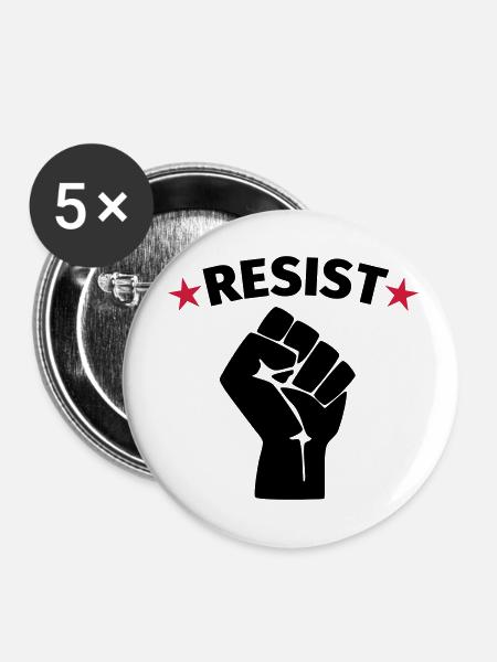 Faust Widerstand Protest - Buttons klein 25 mm (5er Pack) - Weiß