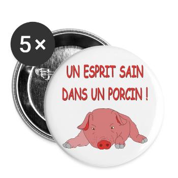 Porcitive Attitude - Lot de 5 petits badges (25 mm) - blanc - Devant