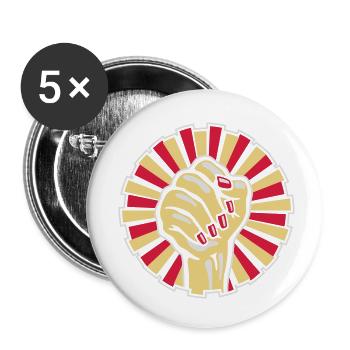 Geballte Faust einer Frau mit rot lackierten - Buttons klein 25 mm (5er Pack) - Weiß - Vorne