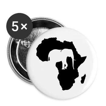 Afrika Elefant - Buttons klein 25 mm (5er Pack) - Weiß - Vorne