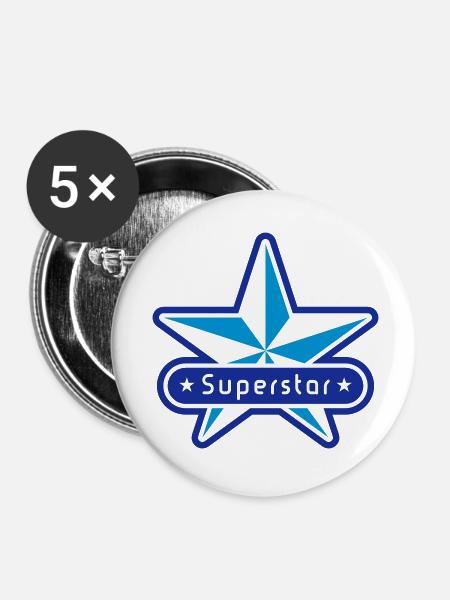 Superstar (2C) - Buttons klein 25 mm (5er Pack) - Weiß