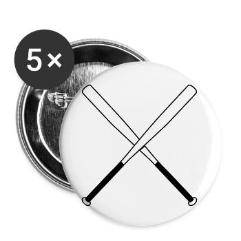 Baseballkeule, Schläger - Buttons klein 25 mm (5er Pack) - Weiß - Vorne