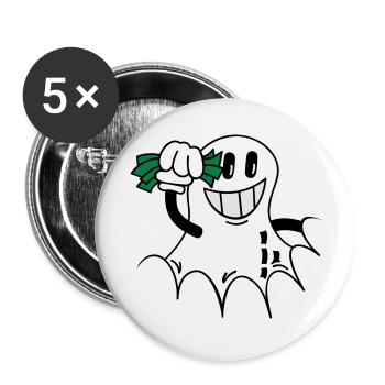 Erdnuss mit Geldscheinen / peanut 'n money (3c) - Buttons klein 25 mm (5er Pack) - Weiß - Vorne