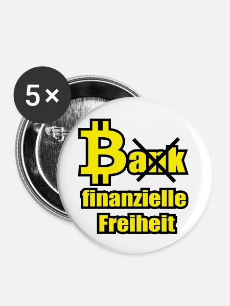 Bitcoin vs Bank - Buttons klein 25 mm (5er Pack) - Weiß
