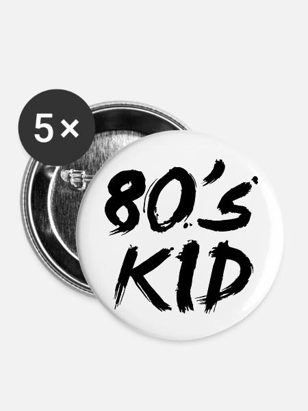 80s kid - Buttons klein 25 mm (5er Pack) - Weiß