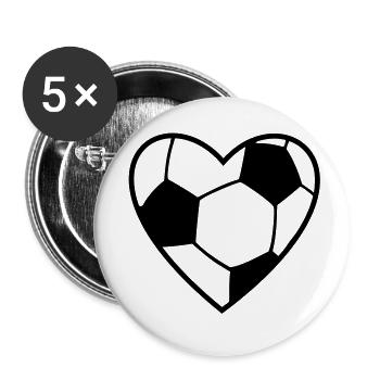Soccer Heart 1c - Buttons small 1''/25 mm (5-pack) - white - Front