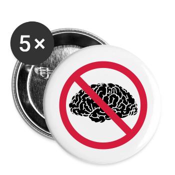 pas de cerveau permis - Lot de 5 petits badges (25 mm) - blanc - Devant