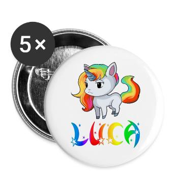 Einhorn Luca - Buttons klein 25 mm (5er Pack) - Weiß - Vorne