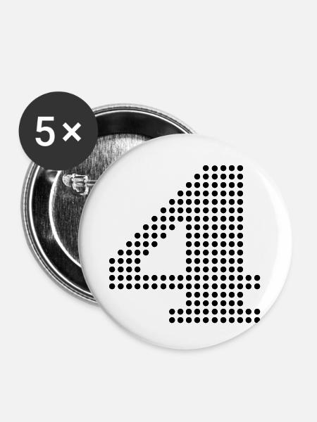 4 nummer - Buttons klein 25 mm (5er Pack) - Weiß